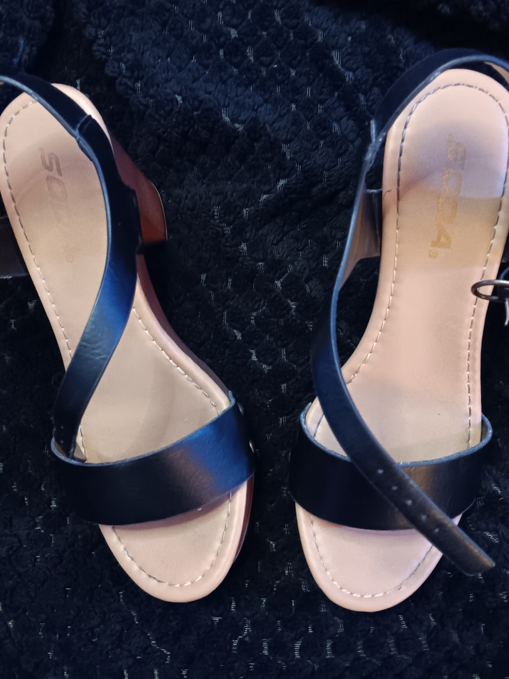 Soda Black Open-Toe Crisscross Strap Sandals